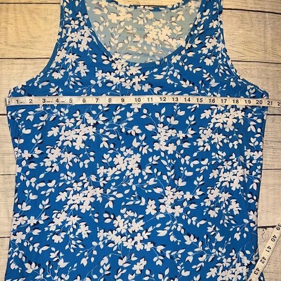 Draper James Blue White Floral Sleeveless Gown Ruffle Trim Sz L/XL Sleepwear - Picture 5 of 7